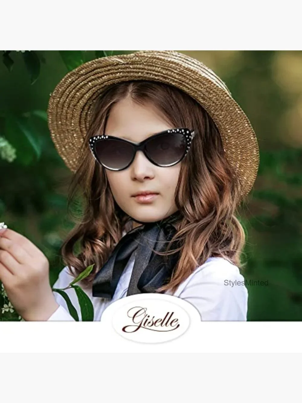Retro Cat Eye Rhinestone Sunglasses for Girls Age 6-14